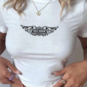 Harley-Davidson Women's White Logo Crop Top